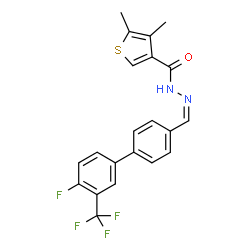 ChemSpider 2D Image | N'-{(Z)-[4'-Fluoro-3'-(trifluoromethyl)-4-biphenylyl]methylene}-4,5-dimethyl-3-thiophenecarbohydrazide | C21H16F4N2OS