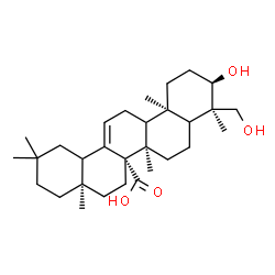 ChemSpider 2D Image | (3alpha,5xi,9xi,14beta,18xi)-3,23-Dihydroxyolean-12-en-27-oic acid | C30H48O4
