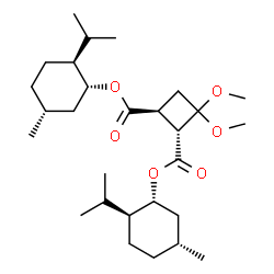 ChemSpider 2D Image | Bis[(1R,2S,5R)-2-isopropyl-5-methylcyclohexyl] (1S,2R)-3,3-dimethoxy-1,2-cyclobutanedicarboxylate | C28H48O6