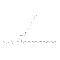 ChemSpider 2D Image | (13E,16E,19E,22E,25E)-7-{[(1Z)-1-Hexadecen-1-yloxy]methyl}-4-hydroxy-N,N,N-trimethyl-9-oxo-3,5,8-trioxa-4-phosphaoctacosa-13,16,19,22,25-pentaen-1-aminium 4-oxide | C44H79NO7P