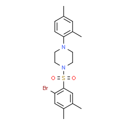 ChemSpider 2D Image | 1-[(2-Bromo-4,5-dimethylphenyl)sulfonyl]-4-(2,4-dimethylphenyl)piperazine | C20H25BrN2O2S