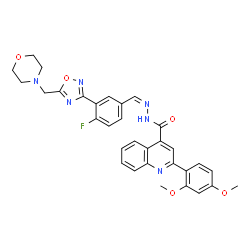 ChemSpider 2D Image | 2-(2,4-Dimethoxyphenyl)-N'-[(Z)-{4-fluoro-3-[5-(4-morpholinylmethyl)-1,2,4-oxadiazol-3-yl]phenyl}methylene]-4-quinolinecarbohydrazide | C32H29FN6O5