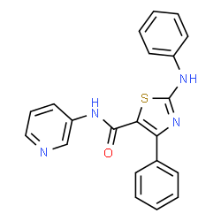 ChemSpider 2D Image | 2-Anilino-4-phenyl-N-(3-pyridinyl)-1,3-thiazole-5-carboxamide | C21H16N4OS