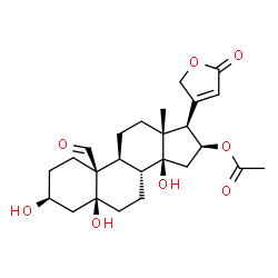 ChemSpider 2D Image | (3beta,5beta,16beta)-16-Acetoxy-3,5,14-trihydroxy-19-oxocard-20(22)-enolide | C25H34O8