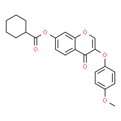 ChemSpider 2D Image | 3-(4-Methoxyphenoxy)-4-oxo-4H-chromen-7-yl cyclohexanecarboxylate | C23H22O6