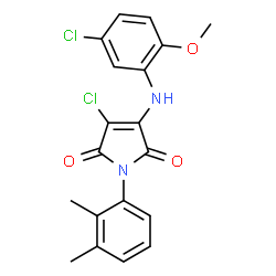 ChemSpider 2D Image | 3-Chloro-4-[(5-chloro-2-methoxyphenyl)amino]-1-(2,3-dimethylphenyl)-1H-pyrrole-2,5-dione | C19H16Cl2N2O3