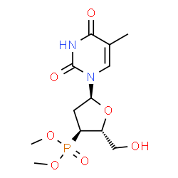 ChemSpider 2D Image | 1-[2,3-Dideoxy-3-(dimethoxyphosphoryl)-alpha-D-erythro-pentofuranosyl]-5-methyl-2,4(1H,3H)-pyrimidinedione | C12H19N2O7P