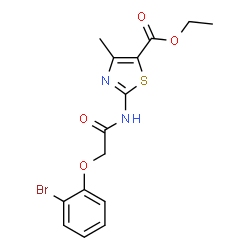 ChemSpider 2D Image | Ethyl 2-{[(2-bromophenoxy)acetyl]amino}-4-methyl-1,3-thiazole-5-carboxylate | C15H15BrN2O4S