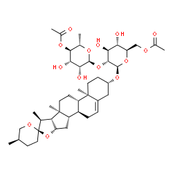 ChemSpider 2D Image | (3beta,25R)-Spirost-5-en-3-yl 6-O-acetyl-2-O-(4-O-acetyl-6-deoxy-alpha-L-mannopyranosyl)-beta-D-glucopyranoside | C43H66O14