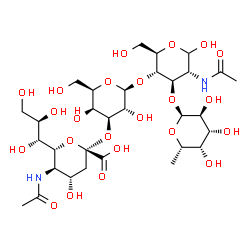 ChemSpider 2D Image | alpha-Neup5Ac-(2->3)-beta-D-Galp-(1->4)-[alpha-L-Fucp-(1->3)]-D-GlcpNAc | C31H52N2O23