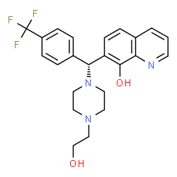 ChemSpider 2D Image | 7-{(R)-[4-(2-Hydroxyethyl)-1-piperazinyl][4-(trifluoromethyl)phenyl]methyl}-8-quinolinol | C23H24F3N3O2
