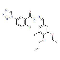 ChemSpider 2D Image | 2-Chloro-N'-[(Z)-(3-ethoxy-5-iodo-4-propoxyphenyl)methylene]-5-(1H-tetrazol-1-yl)benzohydrazide | C20H20ClIN6O3
