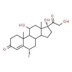 ChemSpider 2D Image | (6alpha,8xi,9xi,10xi,13xi,14xi)-6-Fluoro-11,17,21-trihydroxypregn-4-ene-3,20-dione | C21H29FO5