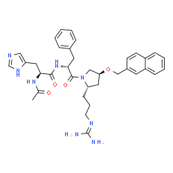 ChemSpider 2D Image | Nalpha-Acetyl-N-{(2R)-1-[(2S,4S)-2-{3-[(diaminomethylene)amino]propyl}-4-(2-naphthylmethoxy)-1-pyrrolidinyl]-1-oxo-3-phenyl-2-propanyl}-L-histidinamide | C36H44N8O4