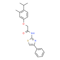ChemSpider 2D Image | 2-(4-Isopropyl-3-methylphenoxy)-N-(4-phenyl-1,3-thiazol-2-yl)acetamide | C21H22N2O2S