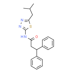 ChemSpider 2D Image | N-(5-Isobutyl-1,3,4-thiadiazol-2-yl)-3,3-diphenylpropanamide | C21H23N3OS