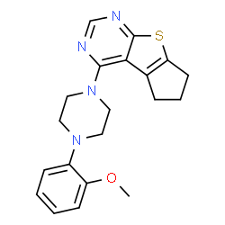ChemSpider 2D Image | 4-[4-(2-Methoxyphenyl)piperazin-1-yl]-6,7-dihydro-5H-cyclopenta[4,5]thieno[2,3-d]pyrimidine | C20H22N4OS
