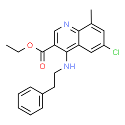 ChemSpider 2D Image | ethyl 6-chloro-8-methyl-4-[(2-phenylethyl)amino]quinoline-3-carboxylate | C21H21ClN2O2