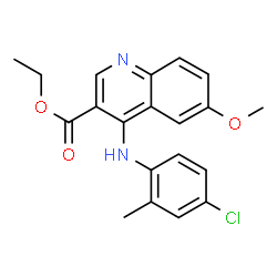 ChemSpider 2D Image | ethyl 4-[(4-chloro-2-methylphenyl)amino]-6-methoxyquinoline-3-carboxylate | C20H19ClN2O3