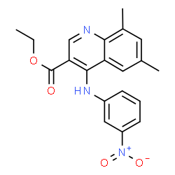 ChemSpider 2D Image | ethyl 6,8-dimethyl-4-[(3-nitrophenyl)amino]quinoline-3-carboxylate | C20H19N3O4