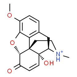 ChemSpider 2D Image | (5alpha,14alpha)-14-Hydroxy-3-methoxy-17-methyl-6-oxo-7,8-didehydro-4,5-epoxymorphinan-17-ium | C18H20NO4
