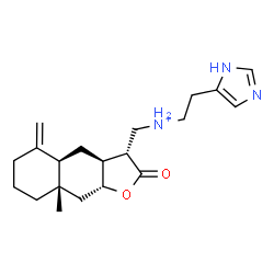 ChemSpider 2D Image | 2-(1H-Imidazol-5-yl)-N-{[(3R,3aS,4aR,8aS,9aR)-8a-methyl-5-methylene-2-oxododecahydronaphtho[2,3-b]furan-3-yl]methyl}ethanaminium | C20H30N3O2