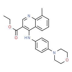 ChemSpider 2D Image | Ethyl 8-methyl-4-{[4-(4-morpholinyl)phenyl]amino}-3-quinolinecarboxylate | C23H25N3O3