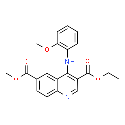 ChemSpider 2D Image | 3-ethyl 6-methyl 4-[(2-methoxyphenyl)amino]quinoline-3,6-dicarboxylate | C21H20N2O5