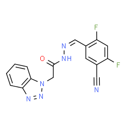 ChemSpider 2D Image | 2-(1H-Benzotriazol-1-yl)-N'-[(Z)-(5-cyano-2,4-difluorophenyl)methylene]acetohydrazide | C16H10F2N6O