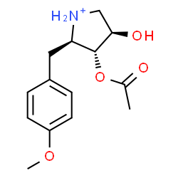 ChemSpider 2D Image | (2R,3R,4R)-3-Acetoxy-4-hydroxy-2-(4-methoxybenzyl)pyrrolidinium | C14H20NO4