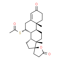 ChemSpider 2D Image | S-[(7R,8R,9S,10R,13S,14R,17R)-10,13-Dimethyl-3,5'-dioxo-1,2,3,4',5',6,7,8,9,10,11,12,13,14,15,16-hexadecahydro-3'H-spiro[cyclopenta[a]phenanthrene-17,2'-furan]-7-yl] ethanethioate | C24H32O4S