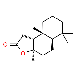 ChemSpider 2D Image | (3aR,5aR,9aR,9bR)-3a,6,6,9a-Tetramethyldecahydronaphtho[2,1-b]furan-2(1H)-one | C16H26O2