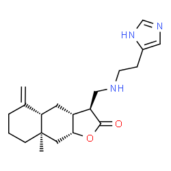 ChemSpider 2D Image | (3S,3aR,4aS,8aR,9aR)-3-({[2-(1H-Imidazol-5-yl)ethyl]amino}methyl)-8a-methyl-5-methylenedecahydronaphtho[2,3-b]furan-2(3H)-one | C20H29N3O2