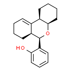 ChemSpider 2D Image | 2-[(4aR,6R,6aS,10bR)-2,3,4,4a,6,6a,7,8,9,10b-Decahydro-1H-benzo[c]chromen-6-yl]phenol | C19H24O2