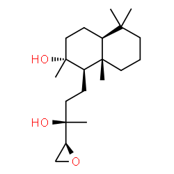 ChemSpider 2D Image | 1,2-Anhydro-4,5-dideoxy-5-[(1R,2R,4aS,8aS)-2-hydroxy-2,5,5,8a-tetramethyldecahydro-1-naphthalenyl]-3-C-methyl-D-erythro-pentitol | C20H36O3