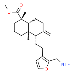 ChemSpider 2D Image | Methyl (1S,4aR,5S,8aR)-5-{2-[2-(aminomethyl)-3-furyl]ethyl}-1,4a-dimethyl-6-methylenedecahydro-1-naphthalenecarboxylate | C22H33NO3
