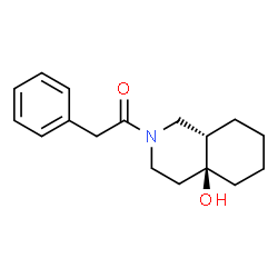 ChemSpider 2D Image | 1-[(4aS,8aS)-4a-Hydroxyoctahydro-2(1H)-isoquinolinyl]-2-phenylethanone | C17H23NO2