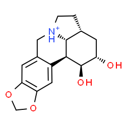 ChemSpider 2D Image | (1S,2S,3aR,12bS,12cR)-1,2-Dihydroxy-2,3,3a,4,5,7,12b,12c-octahydro-1H-[1,3]dioxolo[4,5-j]pyrrolo[3,2,1-de]phenanthridin-6-ium | C16H20NO4