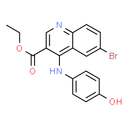 ChemSpider 2D Image | Ethyl 6-bromo-4-[(4-hydroxyphenyl)amino]-3-quinolinecarboxylate | C18H15BrN2O3