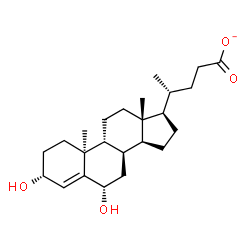 ChemSpider 2D Image | (3alpha,6alpha,8alpha,9beta,10alpha)-3,6-Dihydroxychol-4-en-24-oate | C24H37O4