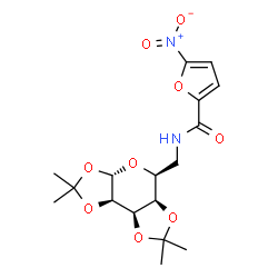 ChemSpider 2D Image | 5-Nitro-N-{[(3aS,5S,5aR,8aR,8bR)-2,2,7,7-tetramethyltetrahydro-3aH-bis[1,3]dioxolo[4,5-b:4',5'-d]pyran-5-yl]methyl}-2-furamide | C17H22N2O9