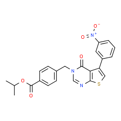 ChemSpider 2D Image | Isopropyl 4-{[5-(3-nitrophenyl)-4-oxothieno[2,3-d]pyrimidin-3(4H)-yl]methyl}benzoate | C23H19N3O5S