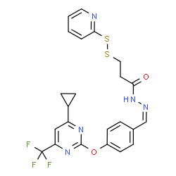 ChemSpider 2D Image | N'-[(Z)-(4-{[4-Cyclopropyl-6-(trifluoromethyl)-2-pyrimidinyl]oxy}phenyl)methylene]-3-(2-pyridinyldisulfanyl)propanehydrazide | C23H20F3N5O2S2