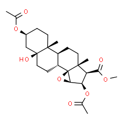 ChemSpider 2D Image | Methyl (3beta,5beta,14beta,15beta,16beta,17beta)-3,16-diacetoxy-5-hydroxy-14,15-epoxyandrostane-17-carboxylate | C25H36O8
