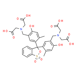 ChemSpider 2D Image | 2,2',2'',2'''-{(1,1-Dioxido-3H-2,1-benzoxathiole-3,3-diyl)bis[(6-hydroxy-4-methyl-3,1-phenylene)methylenenitrilo]}tetraacetic acid | C31H32N2O13S