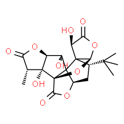 ChemSpider 2D Image | (1R,3R,8S,10R,13S,16S,17R)-6,12,17-Trihydroxy-16-methyl-8-(2-methyl-2-propanyl)-2,4,14,19-tetraoxahexacyclo[8.7.2.0~1,11~.0~3,7~.0~7,11~.0~13,17~]nonadecane-5,15,18-trione | C20H24O10