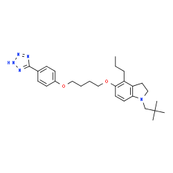 ChemSpider 2D Image | 1-(2,2-Dimethylpropyl)-4-propyl-5-{4-[4-(2H-tetrazol-5-yl)phenoxy]butoxy}indoline | C27H37N5O2