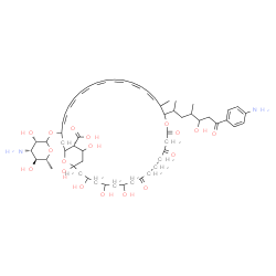 ChemSpider 2D Image | (21Z)-33-[(3-Amino-3,6-dideoxy-D-mannopyranosyl)oxy]-17-[7-(4-aminophenyl)-5-hydroxy-4-methyl-7-oxo-2-heptanyl]-1,3,5,7,37-pentahydroxy-18-methyl-9,13,15-trioxo-16,39-dioxabicyclo[33.3.1]nonatriaconta
-19,21,23,25,27,29,31-heptaene-36-carboxylic acid | C59H84N2O18