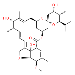 ChemSpider 2D Image | (1'R,2R,4S,4'S,5S,6R,8'R,10'E,12'S,13'S,14'E,16'E,20'R,21'R,24'S)-4,12',24'-Trihydroxy-6-isopropyl-21'-methoxy-5,11',13',22'-tetramethyl-3,4,5,6-tetrahydro-2'H-spiro[pyran-2,6'-[3,7,19]trioxatetracycl
o[15.6.1.1~4,8~.0~20,24~]pentacosa[10,14,16,22]tetraen]-2'-one | C34H50O9