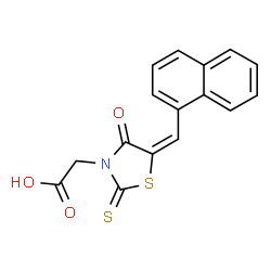 ChemSpider 2D Image | [(5E)-5-(1-Naphthylmethylene)-4-oxo-2-thioxo-1,3-thiazolidin-3-yl]acetic acid | C16H11NO3S2